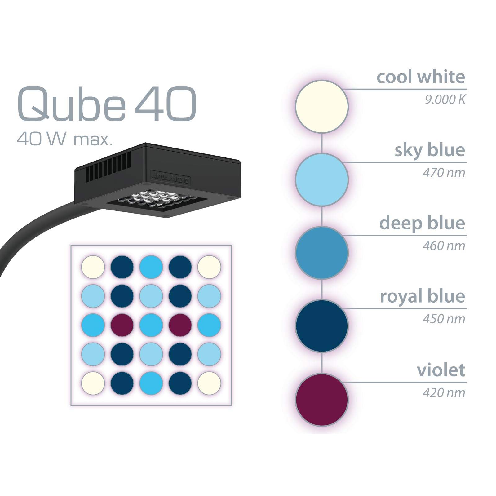 Aqua-Medic Qube 40 LED Meerwasseraquarien Lampe max. 40 W