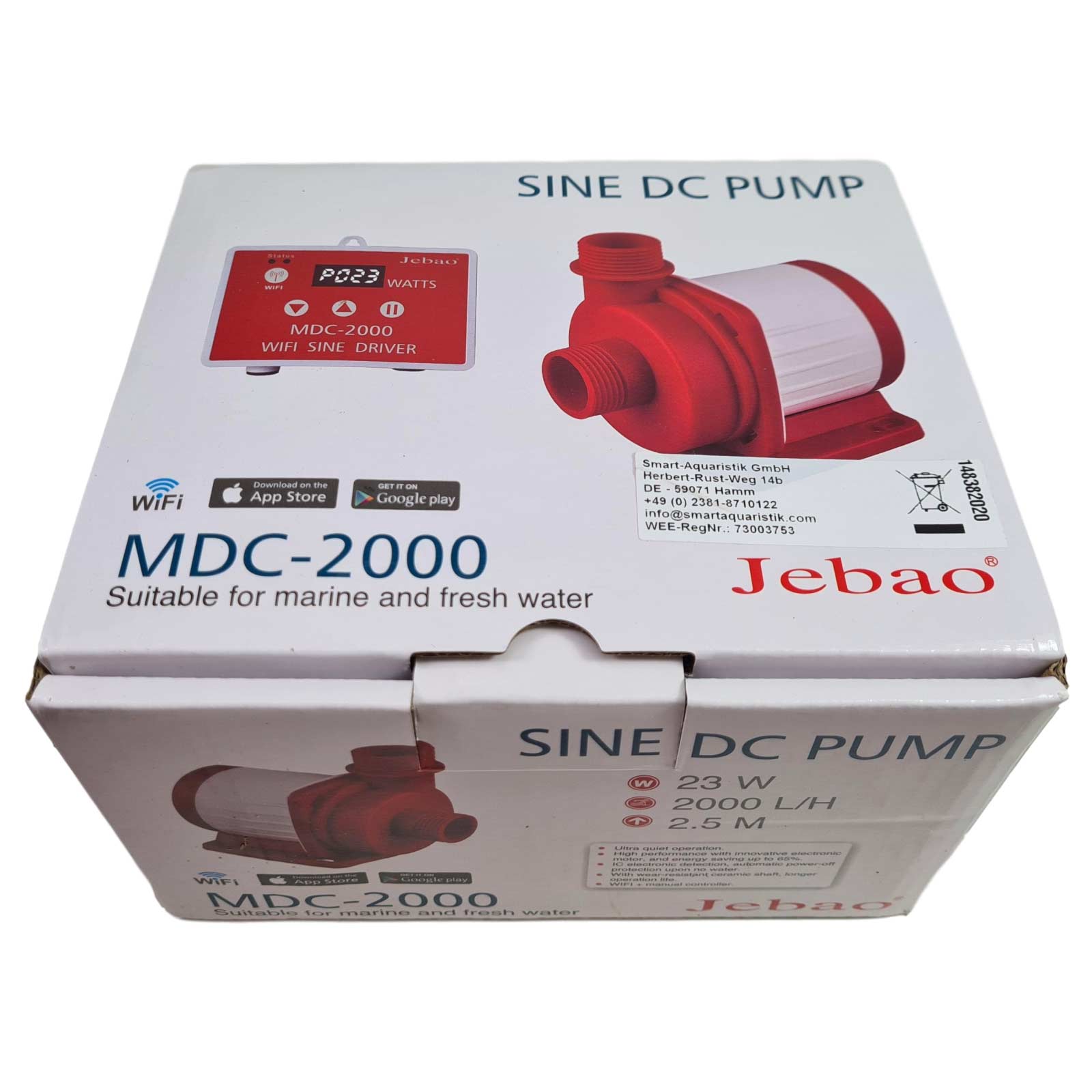 Jebao MDC-2000 WIFI Förderpumpe 2.000 l/h 23 Watt Hmax. 2,5 m