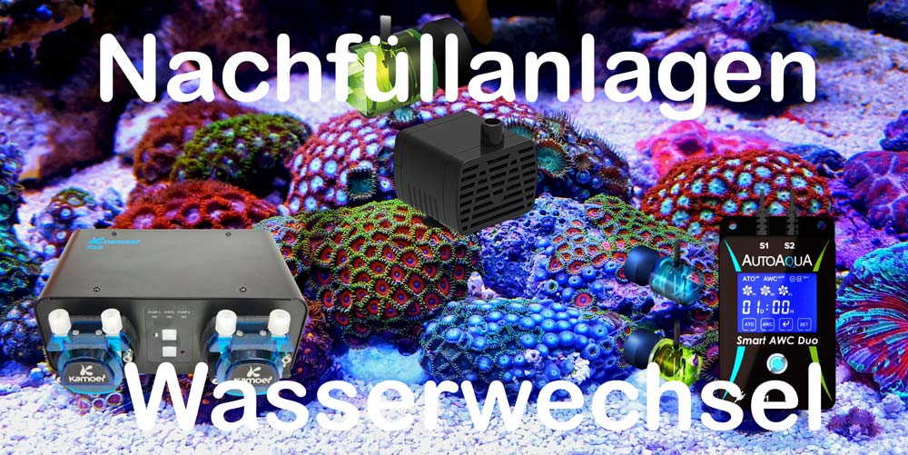 Grafik zu Nachfüllanlagen und Wasserwechselgeräten im Meerwasseraquarium Shop